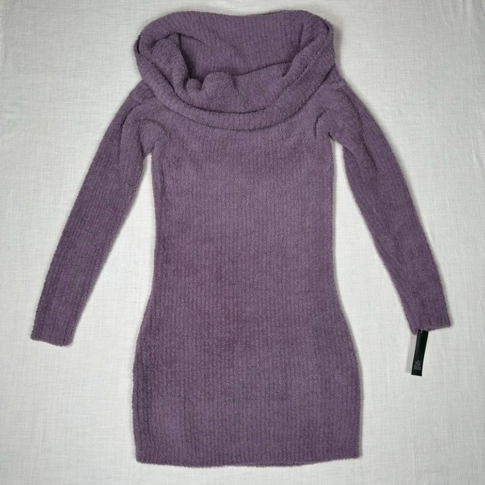 Wild Fable Off The Shoulder Fuzzy Sweater Dress 1X‎ Mini Purple Pastel NEW - Picture 5 of 8